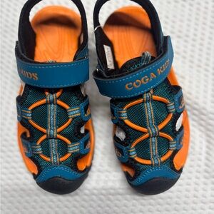 Coga Orange and Teal Sport Sandals Water Shoes Kids 2 NWT